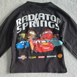 Zara Kids Long Sleeve Tee - Black with Cars Lightning Mcqueen Design
